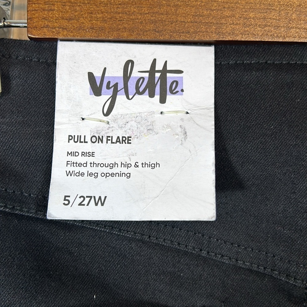 ' Vylette Pull-On Straight Leg Flare Black Denim Jeans Size 5/27 NWT Minimalist - Picture 6 of 8